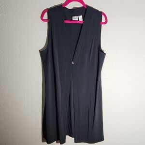 Chicos Cardigan Womens Size 3 Black Sleeveless Vest long